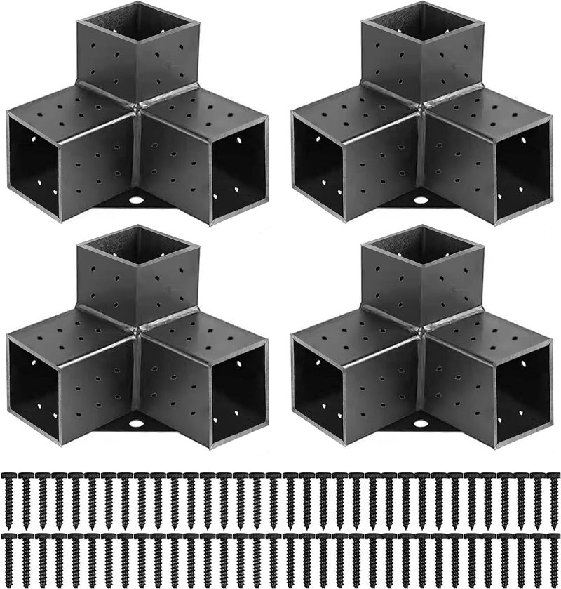 SSKFerier Pergola Brackets Kit 4x4 Woodworks DIY 3-Way Right Angle Corner Bracket for Extension Elevated Wood Stand, Pergola Corner Brackets 4x4 - Image 1